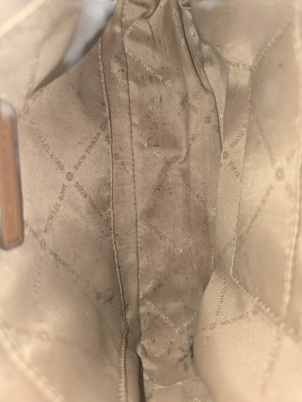 Michael Kors Tan Monogram Shoulder Bag with Gold Logo